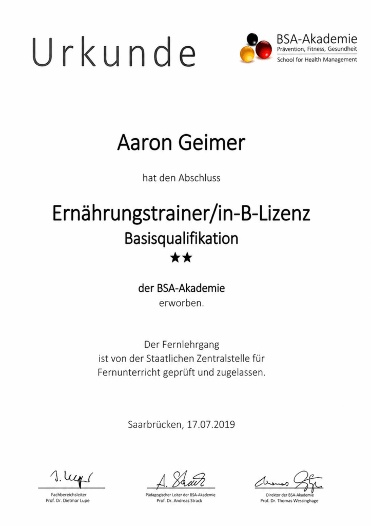 Ernährungstrainer B-Lizenz
